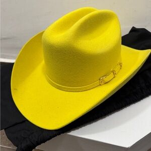 Bright Yellow Cowboy Hat MANCANDY Mexican Designer SIZE L